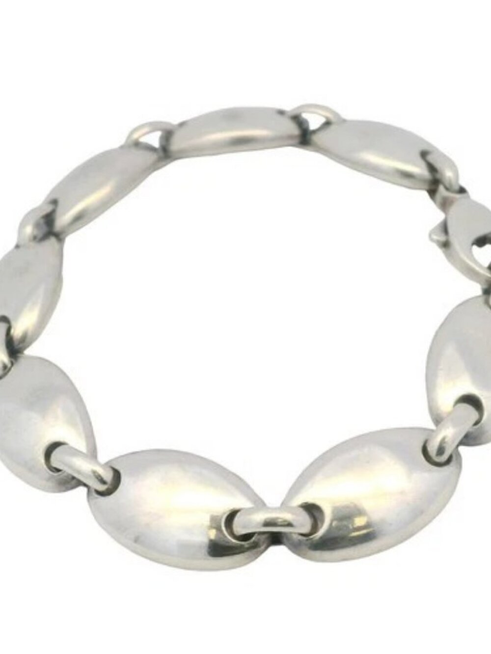 Vintage Tiffany & Co. 925 Sterling Silver Oval Pebble Bracelet 7" Replaced Clasp
